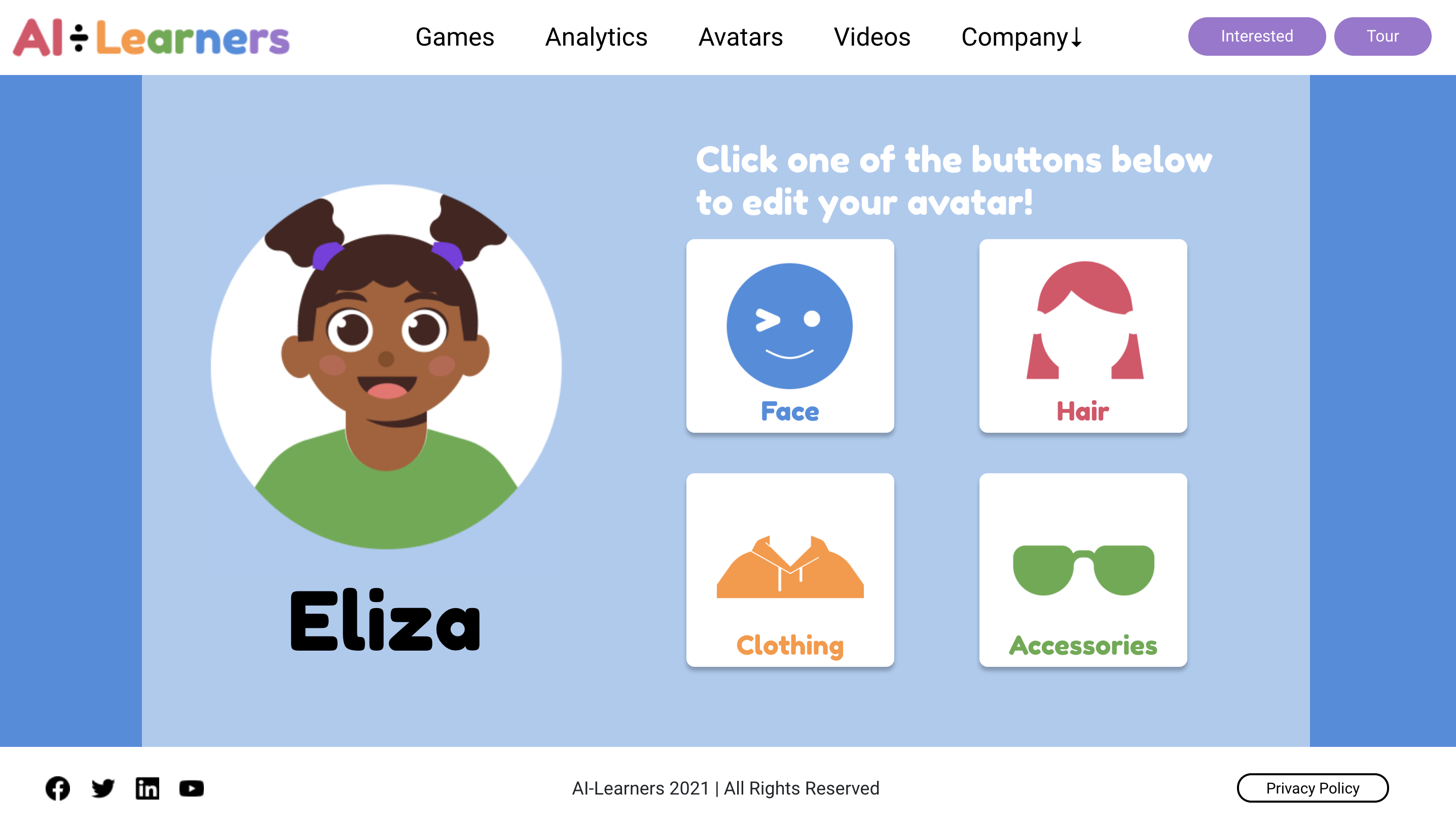 AI-Learners Avatars page